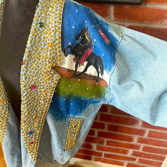 Custom Blue Jean rhinestone Jacket - Picture 3 of 4